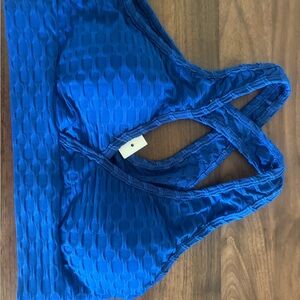 Blue Textured Women's Workout Set
